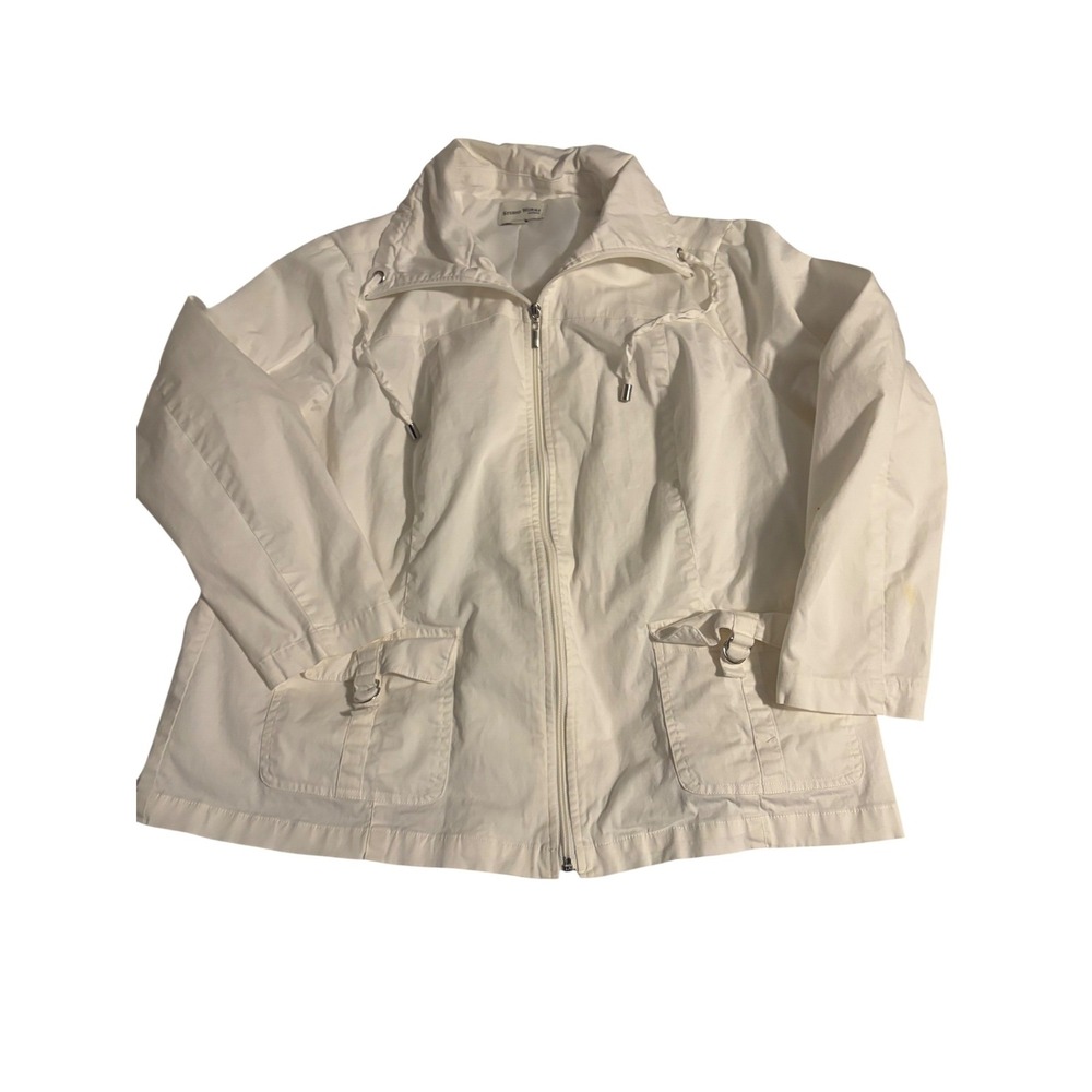 Studio Works Woman White Zip Up Utility Jacket Plus Size 1X Cotton Blend